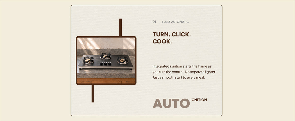 Jyoti Noir 3B Auto — Turn. Click. Cook. — multi-spark automatic ignition