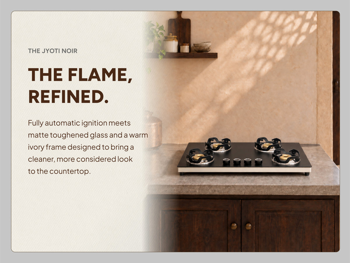 Jyoti Noir four-burner automatic gas stove — The Flame, Refined