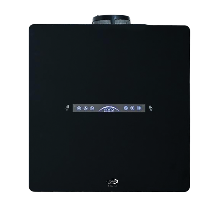 Oxygen 2055-60 Dice Plug n Play black glass chimney, front product view