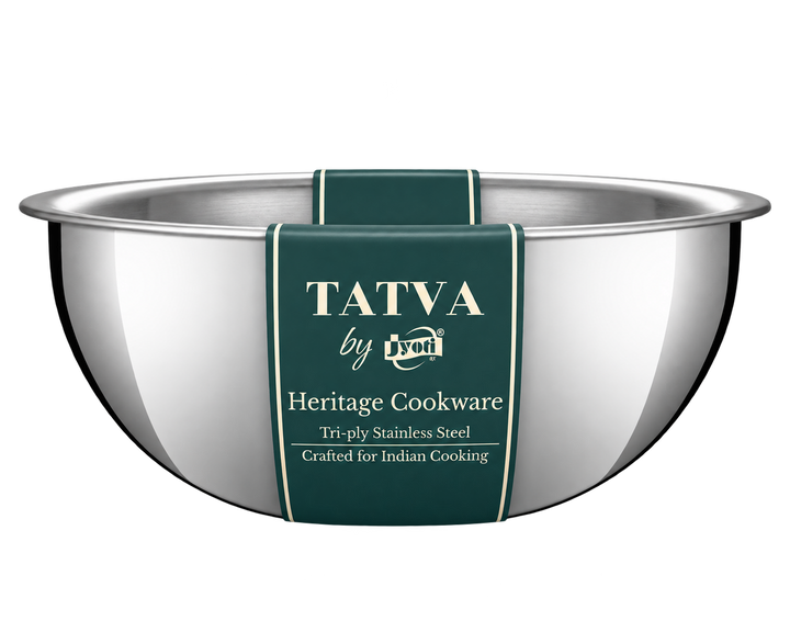Jyoti Tatva triply stainless steel Deep Tasla with branded sleeve