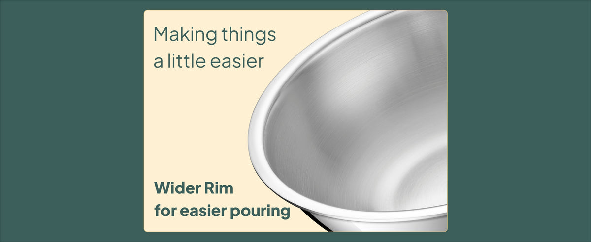 Tatva Tasla wide rim for easier pouring — shared across all sizes