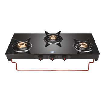 Jyoti 311 Black LC | Non Automatic | 3 Burner | Black Body | Toughened Glass | 5 Year warranty on Glass | Lift To Clean Stand