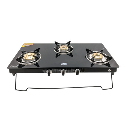 Jyoti 311 black | Non Automatic | 3 Burner | Black Body | Toughened Glass | 5 Year warranty on Glass | Lift To Clean Stand
